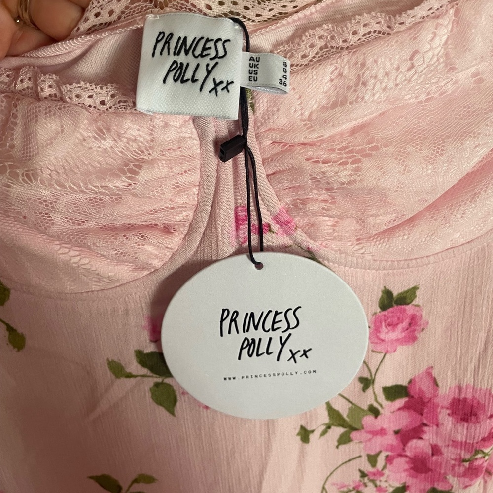 NWT Princess Polly Off Shoulder Emmeline Pink Floral Maxi Dress Size 4 Summer - Picture 6 of 9
